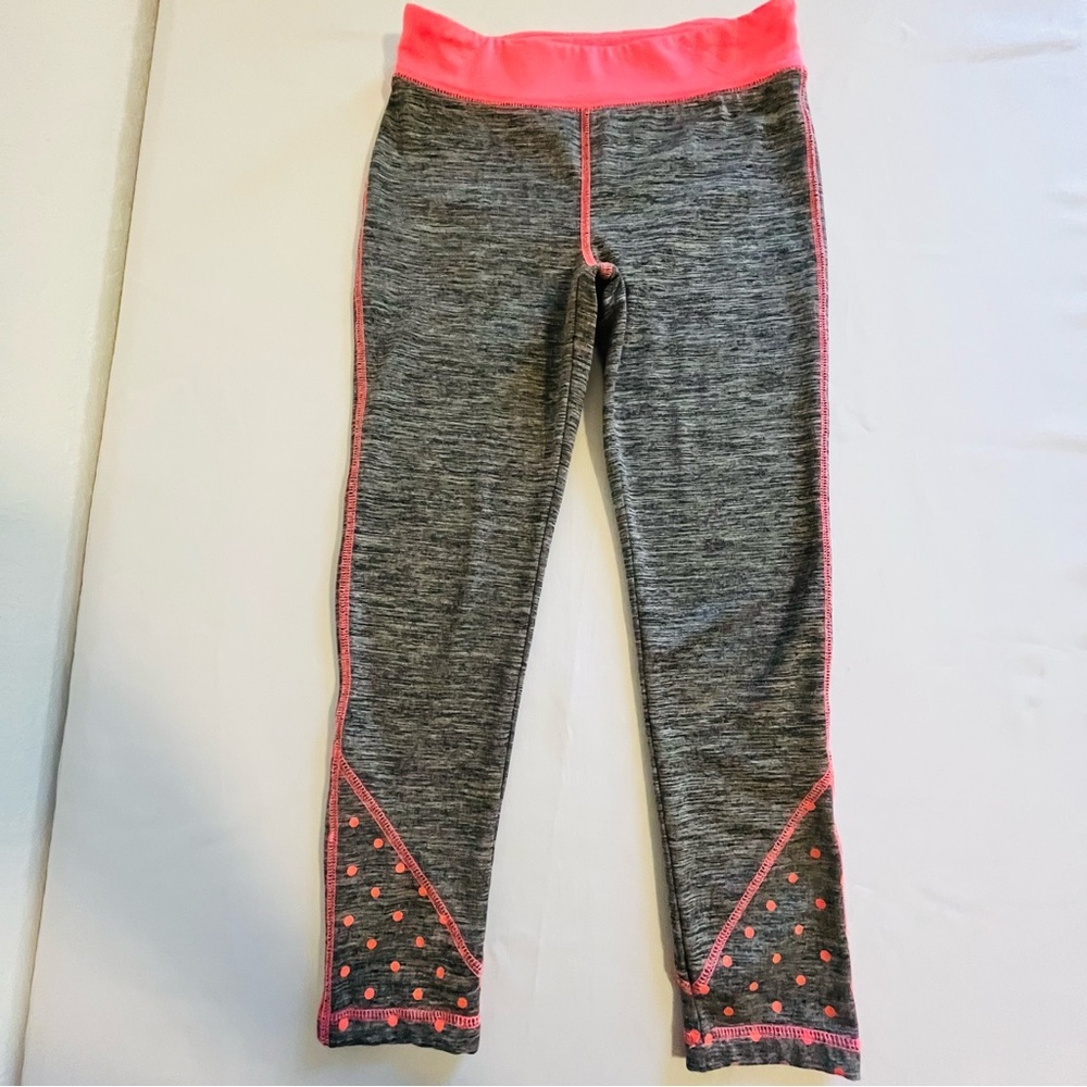 Cat & Jack Girls Youth Gray Pink Polka Dot Leggings Large 10/12